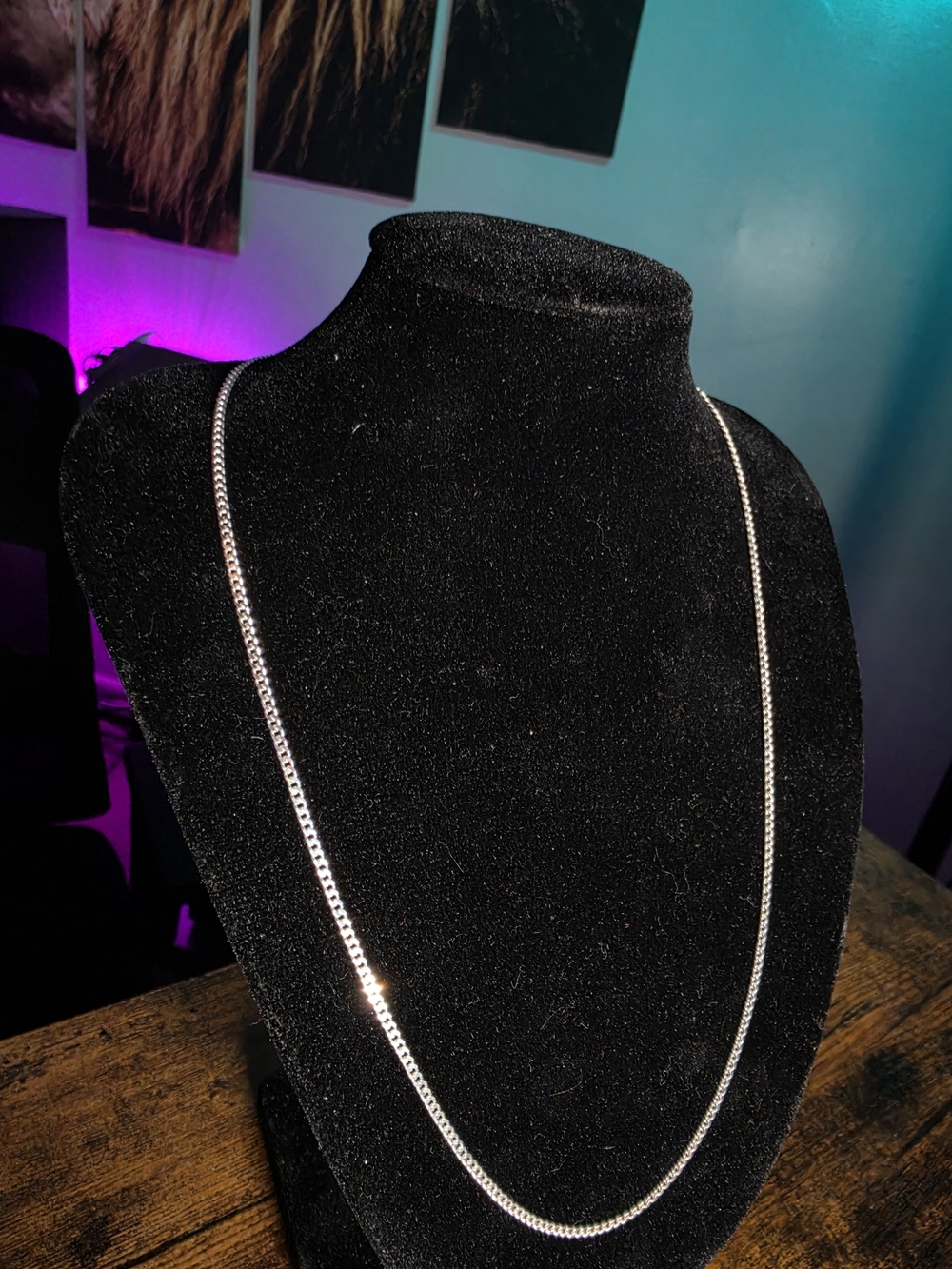 Source Unknown Silver Franco Necklace with Lobster Clasp